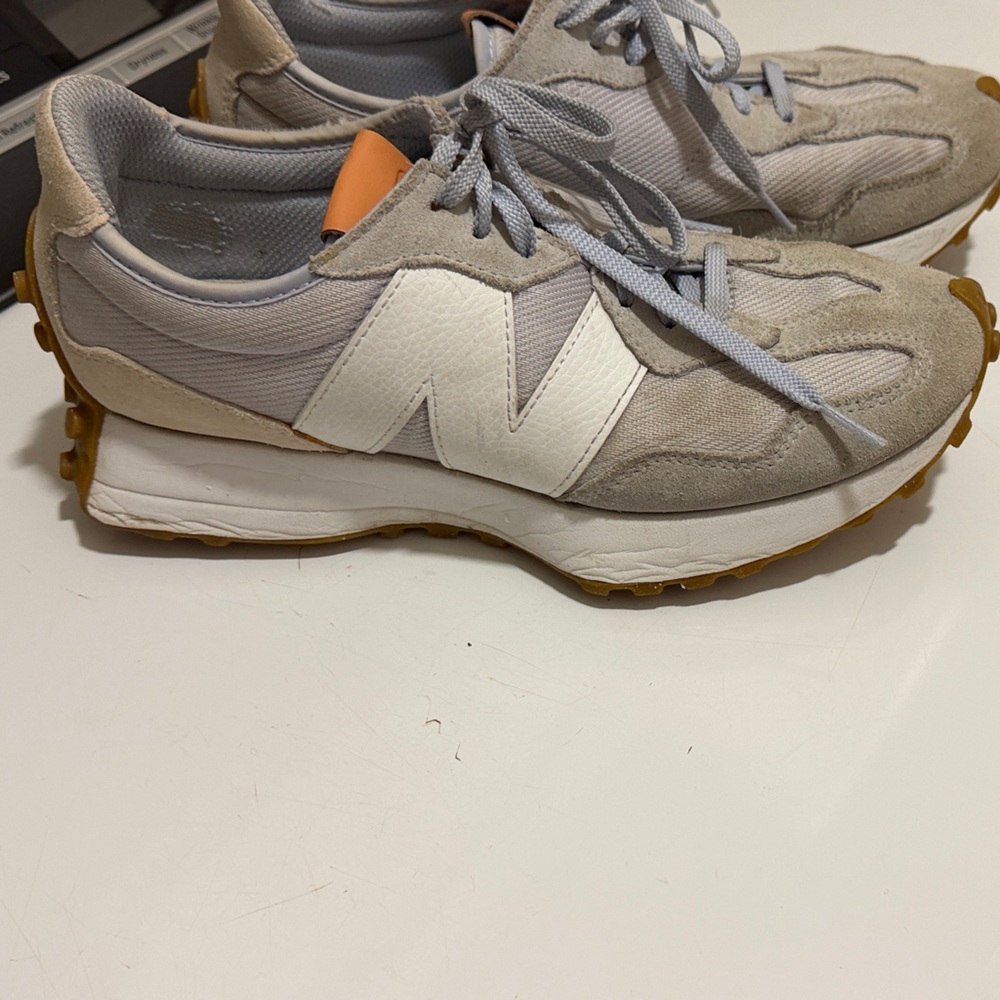 New Balance Beige and White Athletic Shoes